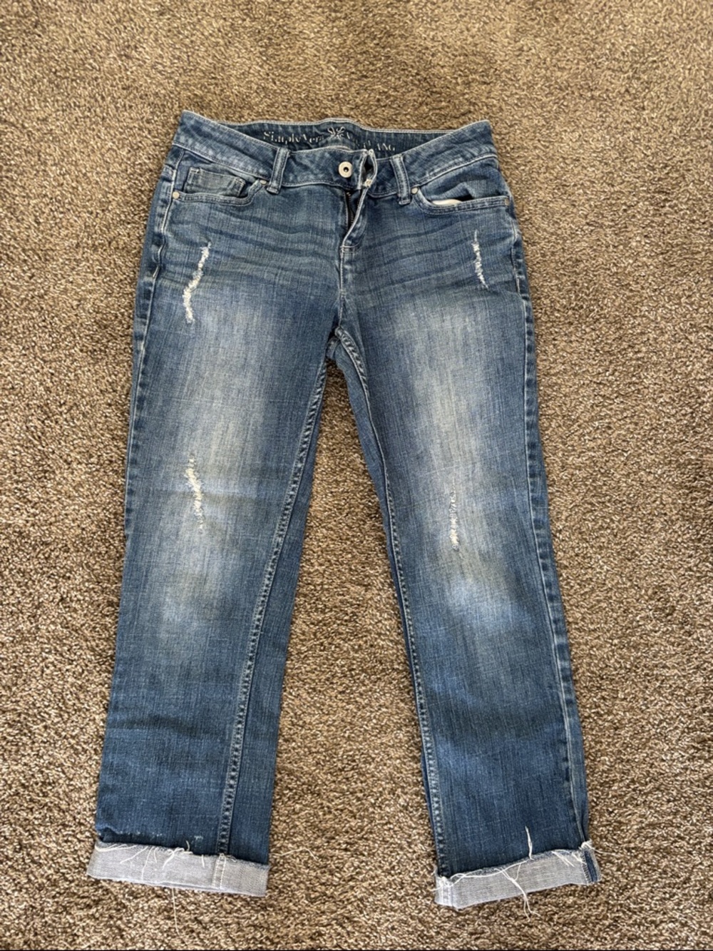 Women’s Distressed Blue Crop Jeans